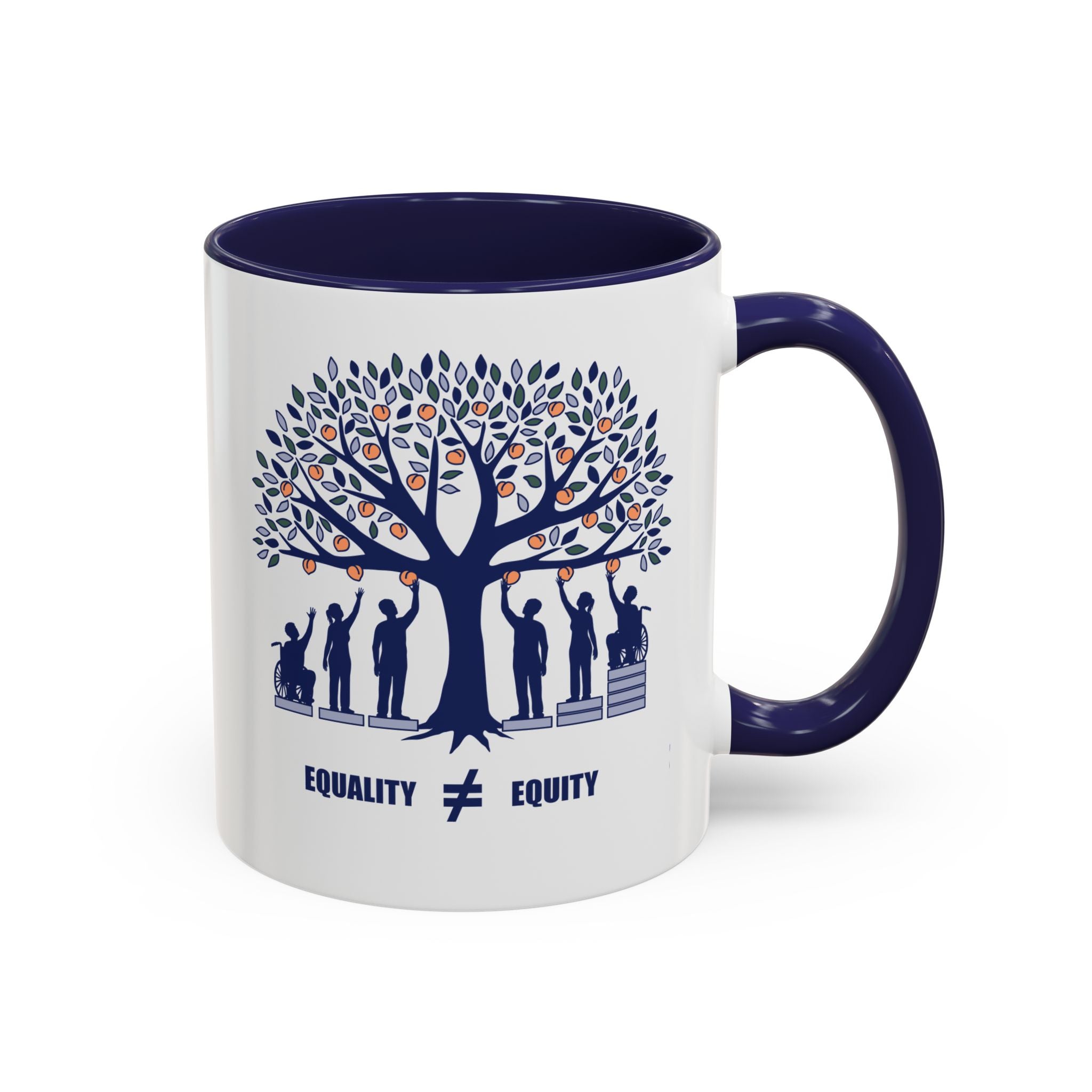 Equality vs Equity Mug, Peach Tree Illustration Ceramic Coffee Cup, Social Justice Gift, Teacher