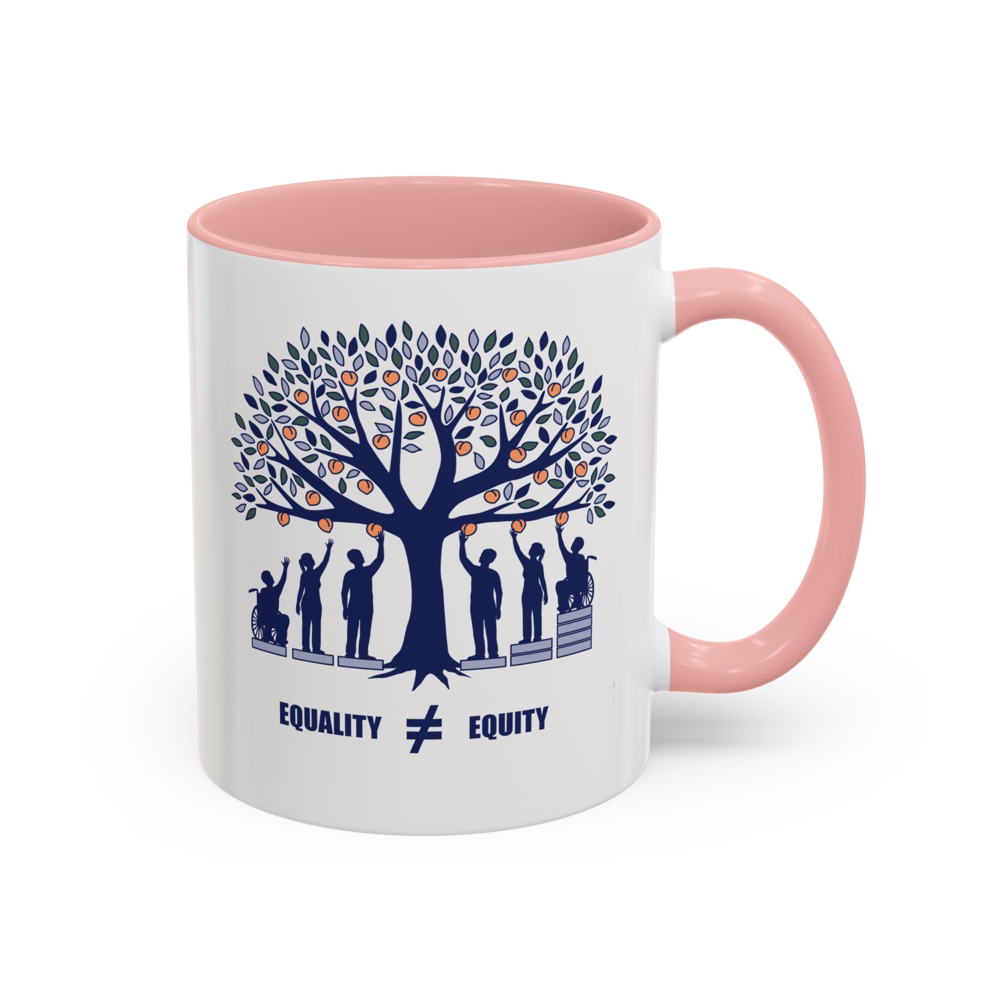 Equality vs Equity Mug, Peach Tree Illustration Ceramic Coffee Cup, Social Justice Gift, Teacher
