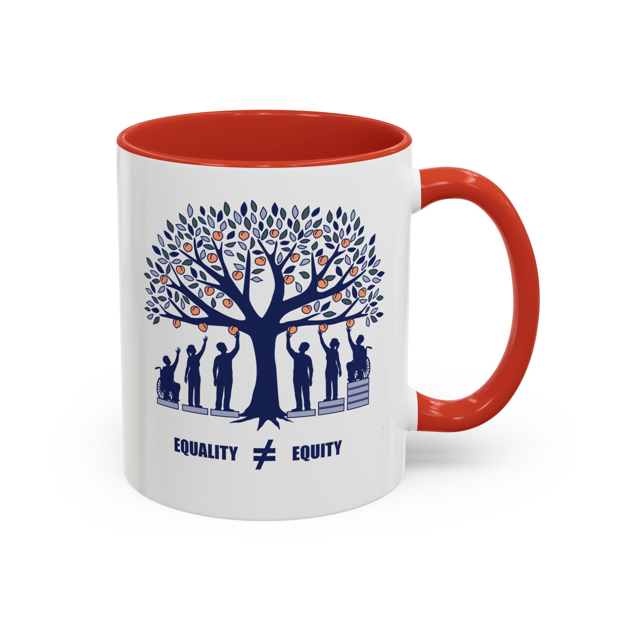 Equality vs Equity Mug, Peach Tree Illustration Ceramic Coffee Cup, Social Justice Gift, Teacher