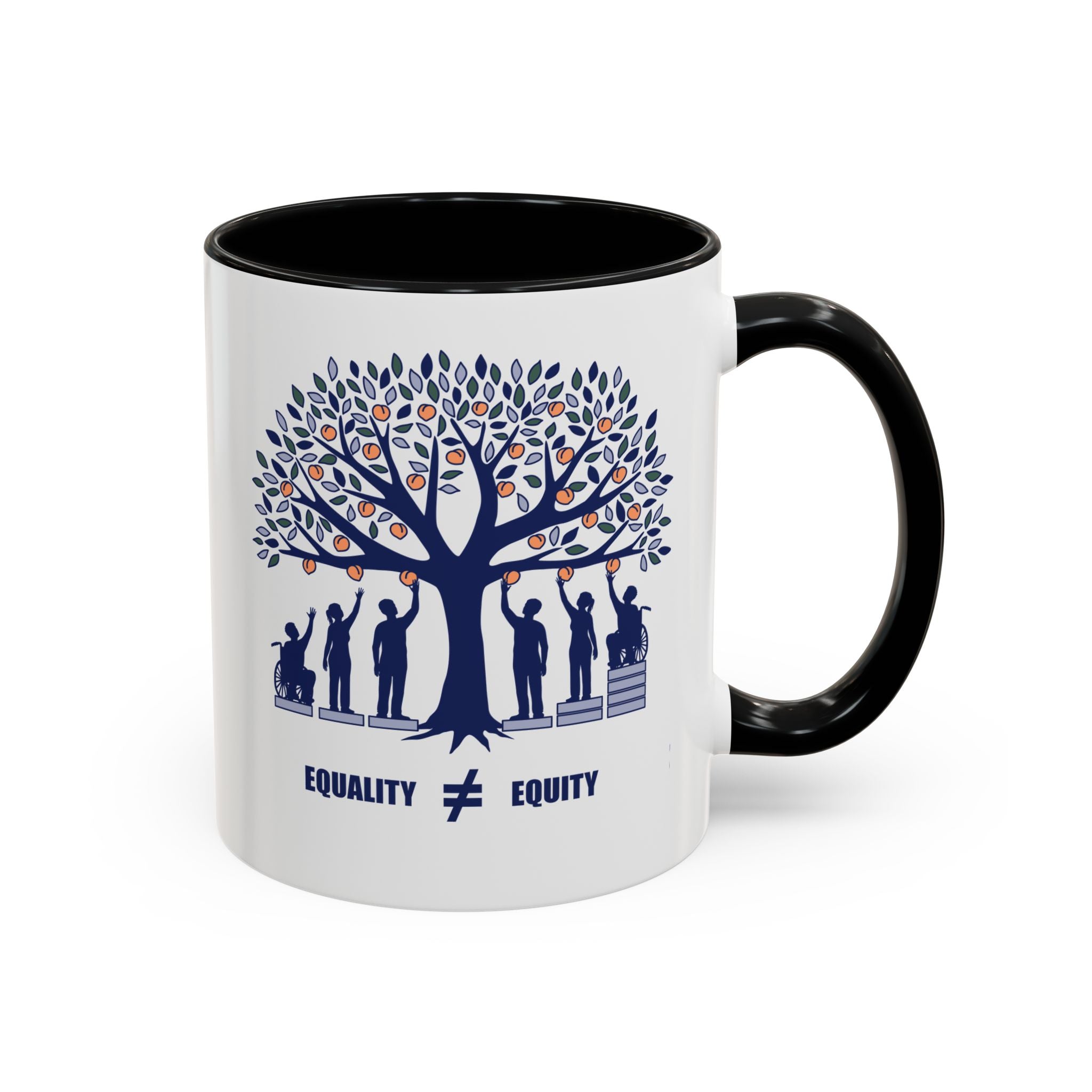Equality vs Equity Mug, Peach Tree Illustration Ceramic Coffee Cup, Social Justice Gift, Teacher