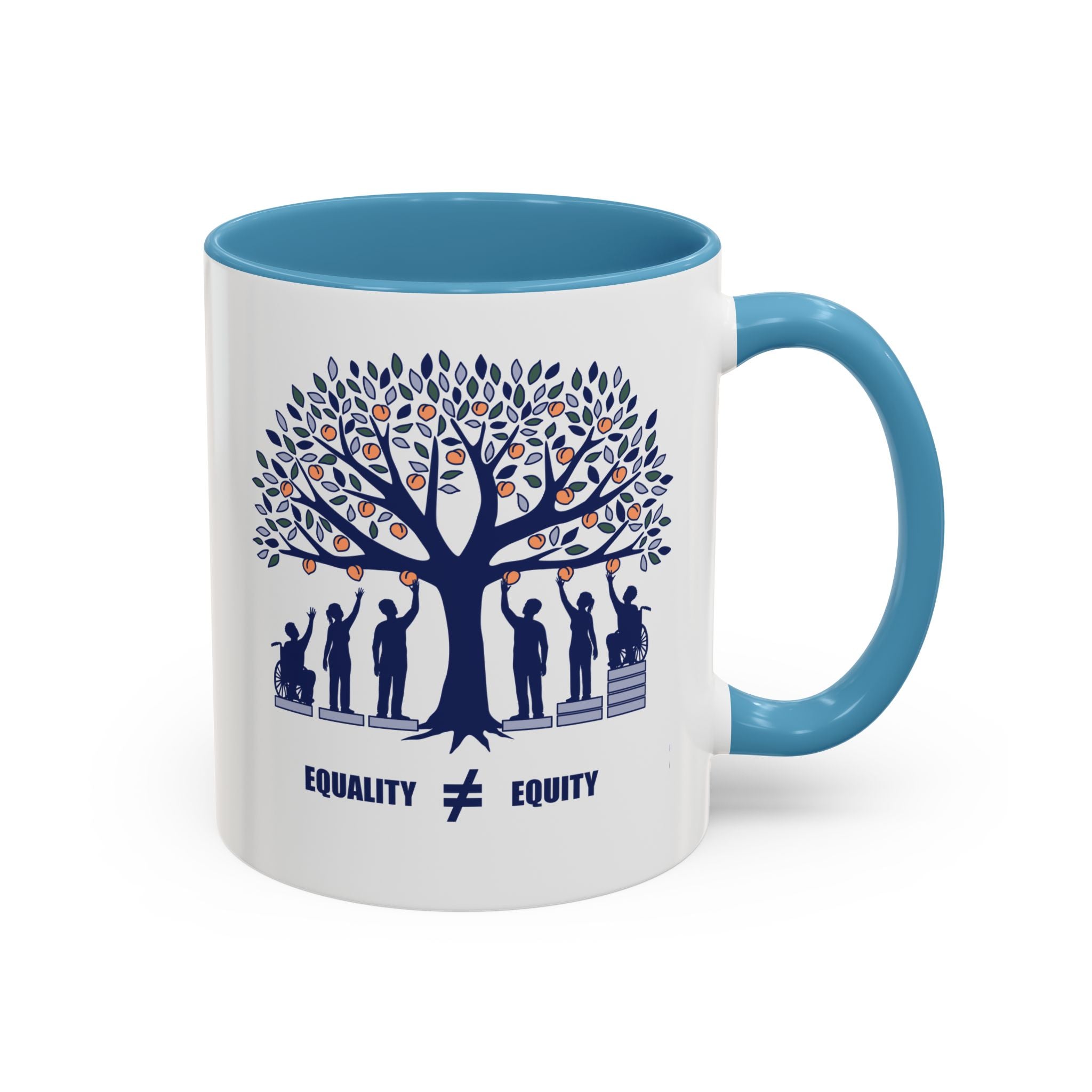Equality vs Equity Mug, Peach Tree Illustration Ceramic Coffee Cup, Social Justice Gift, Teacher
